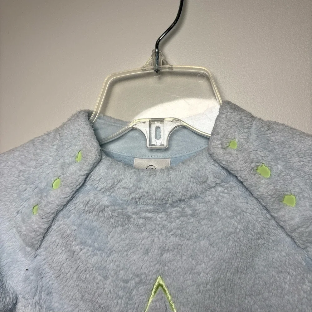 Hanna Andersson Fleece Star Pullover Light Blue Snap Shoulder Top Size 3-6 Month